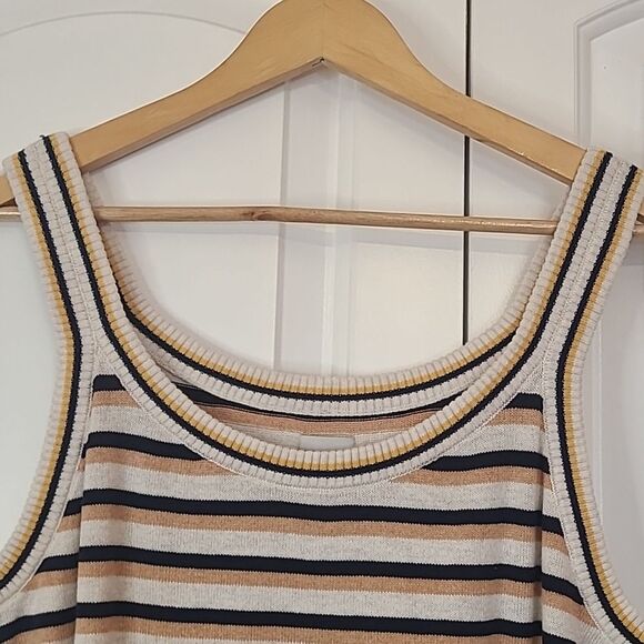 Nic+Zoe Vital Striped Sweater Tank Cream, Black, Mustard, Tan Size L - Picture 4 of 15